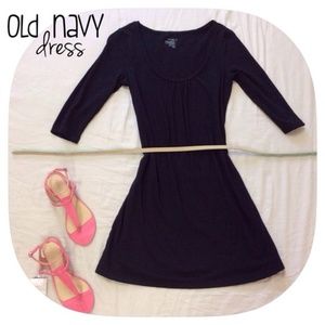 Black Cotton Dress with 3/4 sleeves